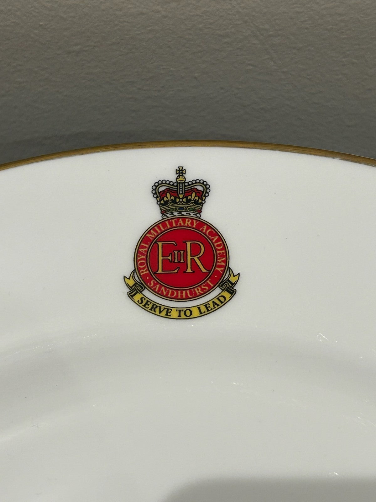 Royal Military Academy Sandhurst Crest Plate ER Cypher Susan Rose China1
