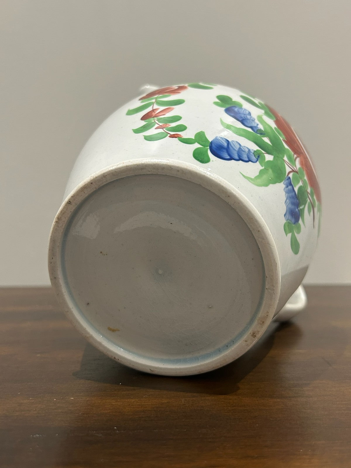 Georgian Pearlware Jug Hand Painted Enamel Red Roses c.18205