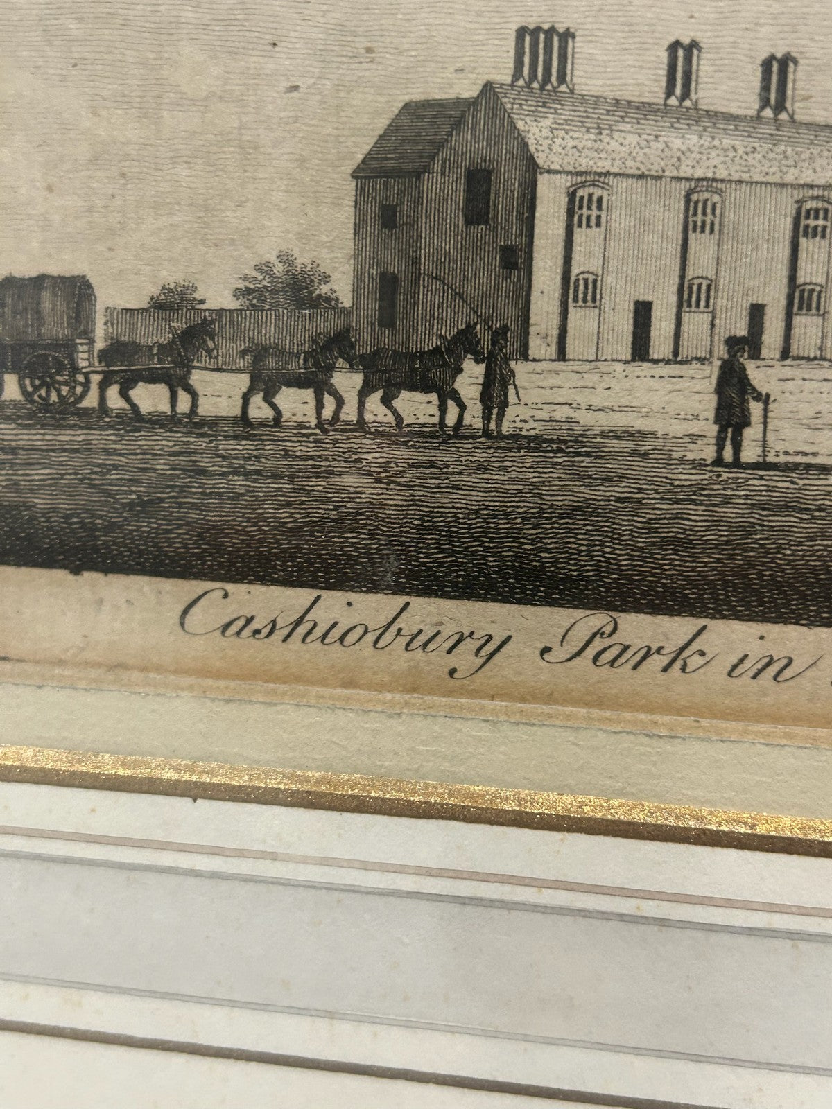 Antique Cashiobury Park Earl of Essex Engraving Framed 18th Century3
