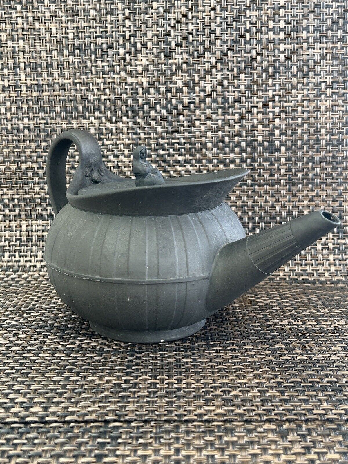 Wedgwood black basalt machine turned jasperware “Parapet” teaset early 20th c