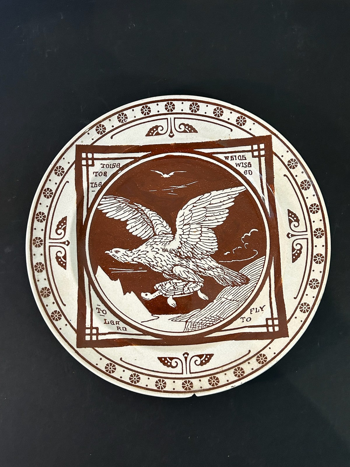 Mintons John Moyr Smith Aesop Fables Plate Eagle and Tortoise c1875 A/F0