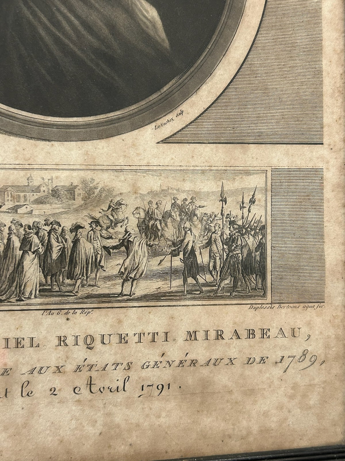 Mirabeau Orator 1789 French Revolution Aquatint Portrait Levachez 1798 Framed3