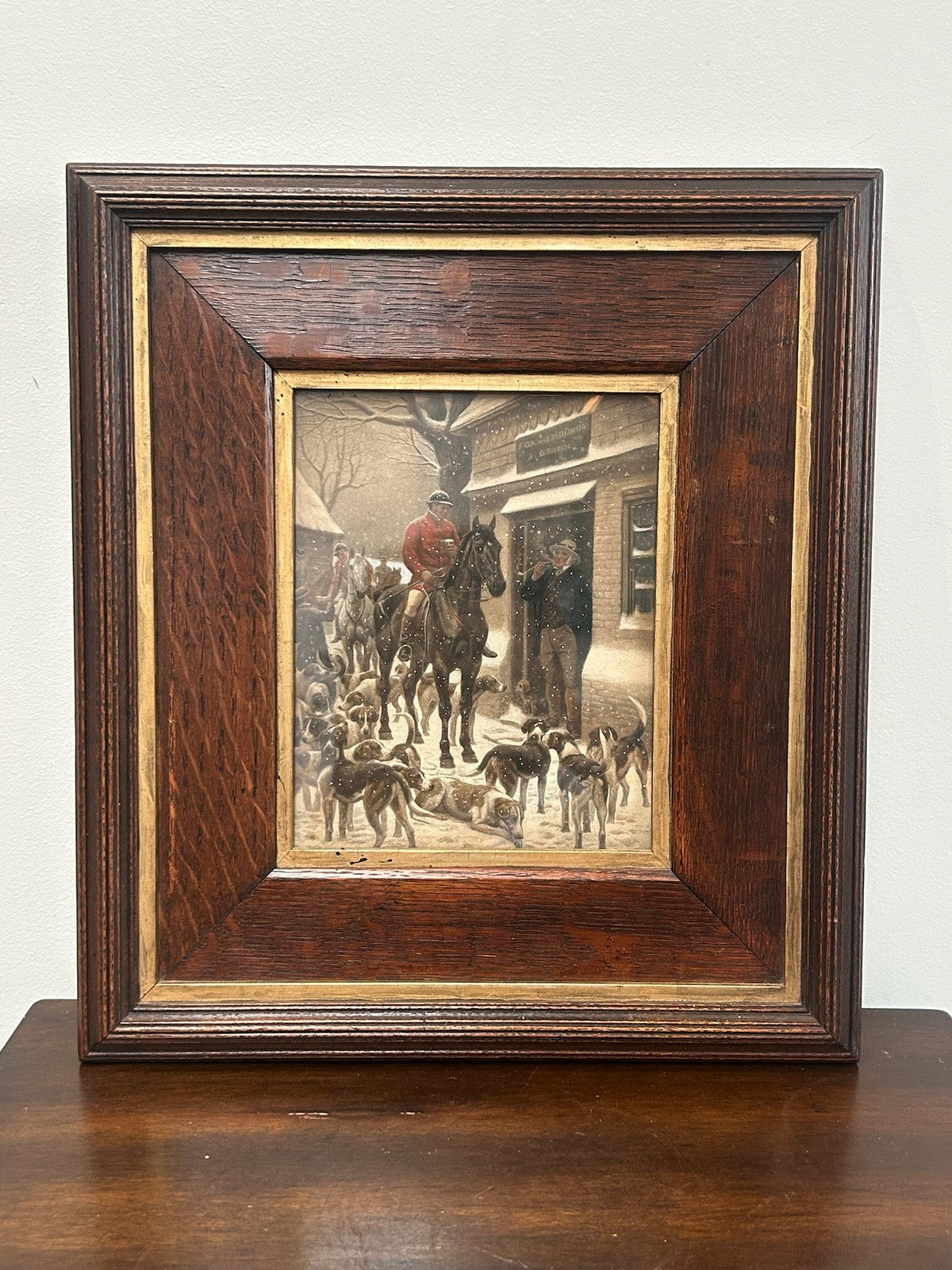 Pair Antique Hand Coloured Aquatint Engravings Fox Hunting E A S Douglas Framed2