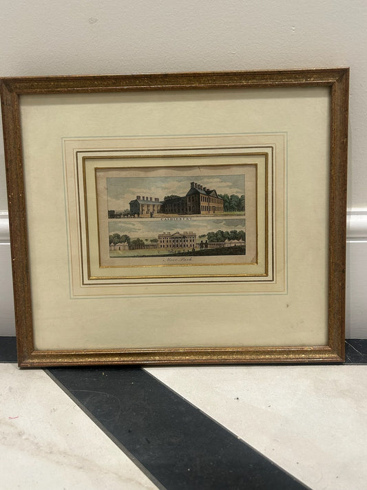 Antique Goadby Cashiobury Moor Park Hertfordshire Engraving Framed c.17730