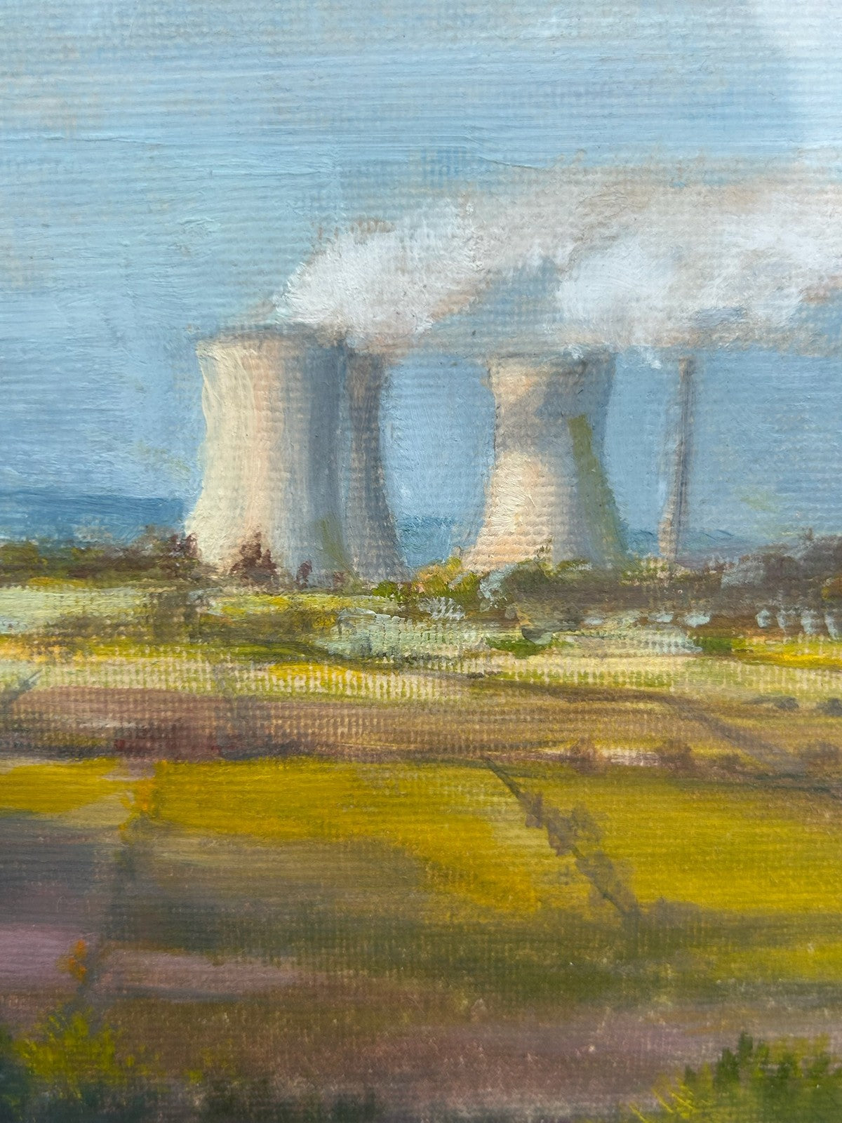 A.I. Cameron Oil Painting Power Plant Countryside Vintage Unusual Framed2