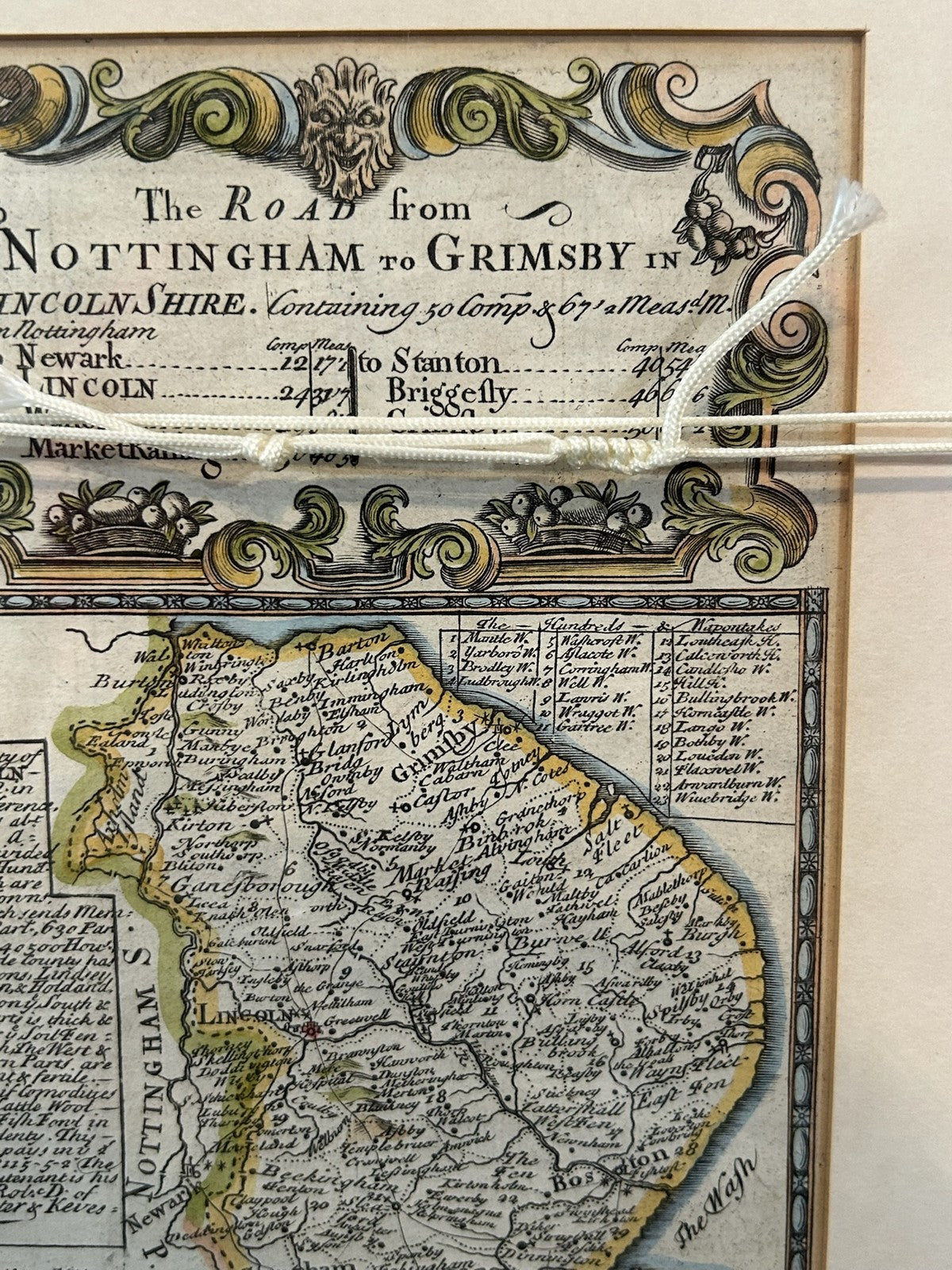 Owen Bowen Britannia Depicta Road Nottingham to Grimsby Lincolnshire Map c17204