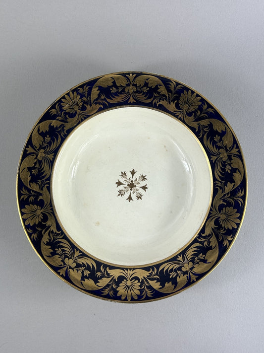Early Royal Crown Derby cobalt & gilt soup plate c.1810