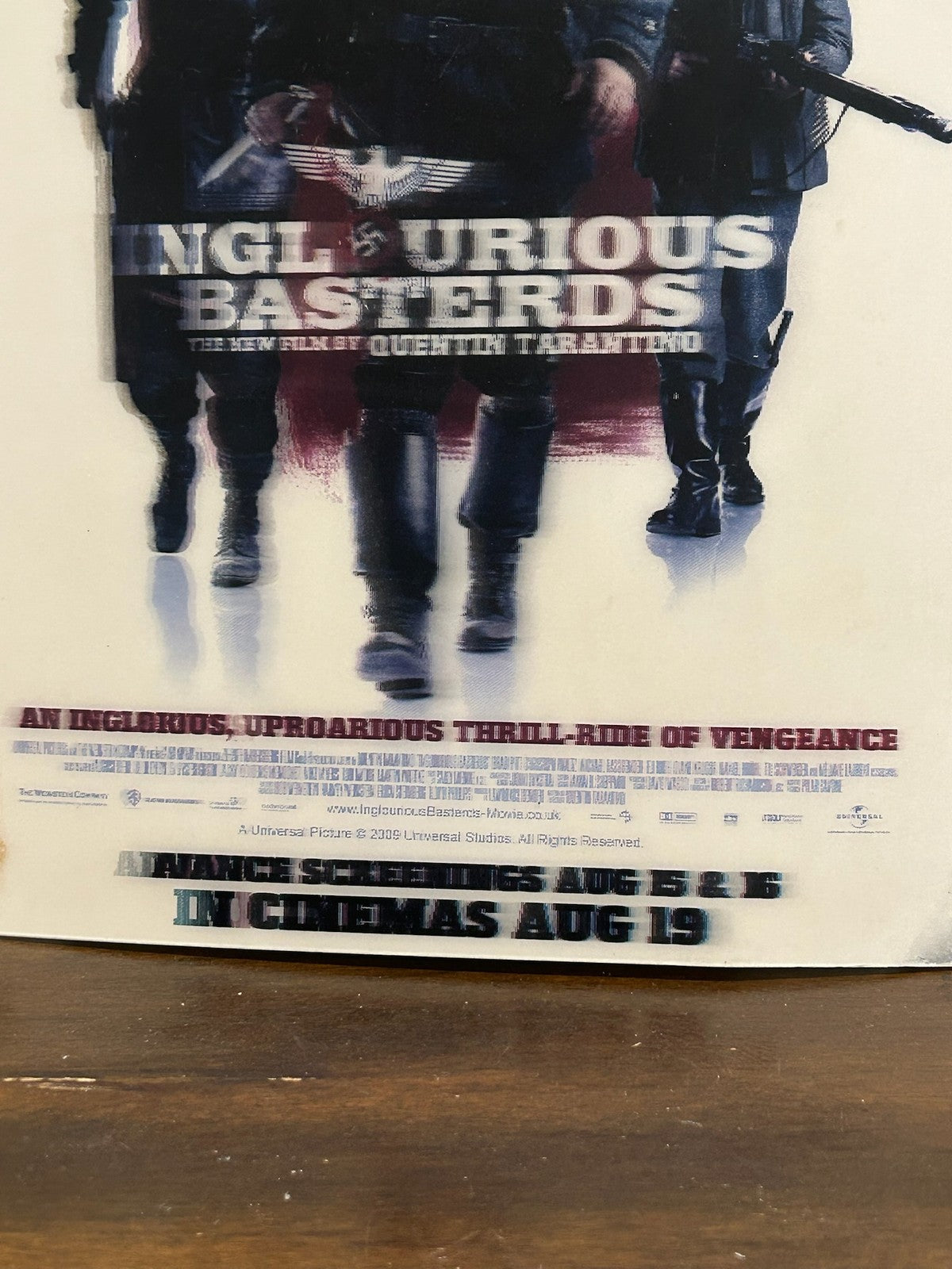 Inglourious Basterds Original 3D Advance Screening Poster 2009 Rare UK6
