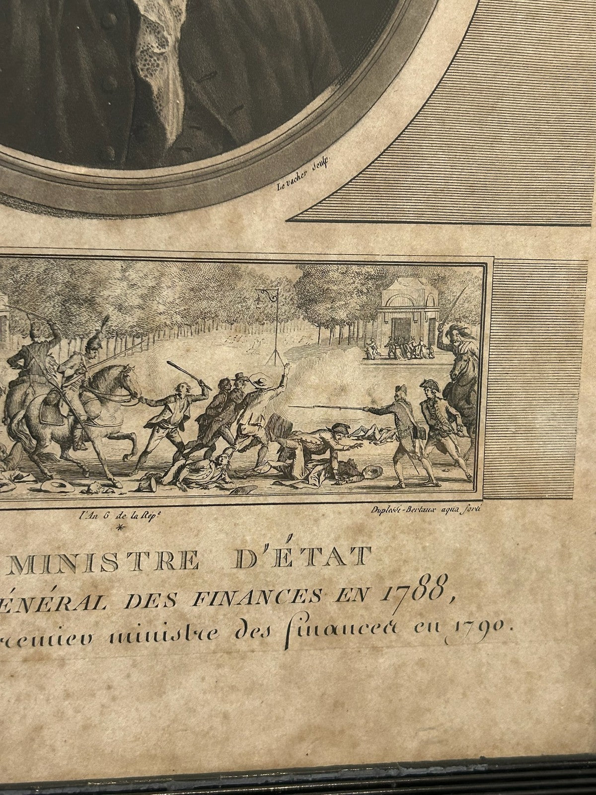Necker Finance Minister Louis XVI French Revolution Aquatint Levachez Framed3