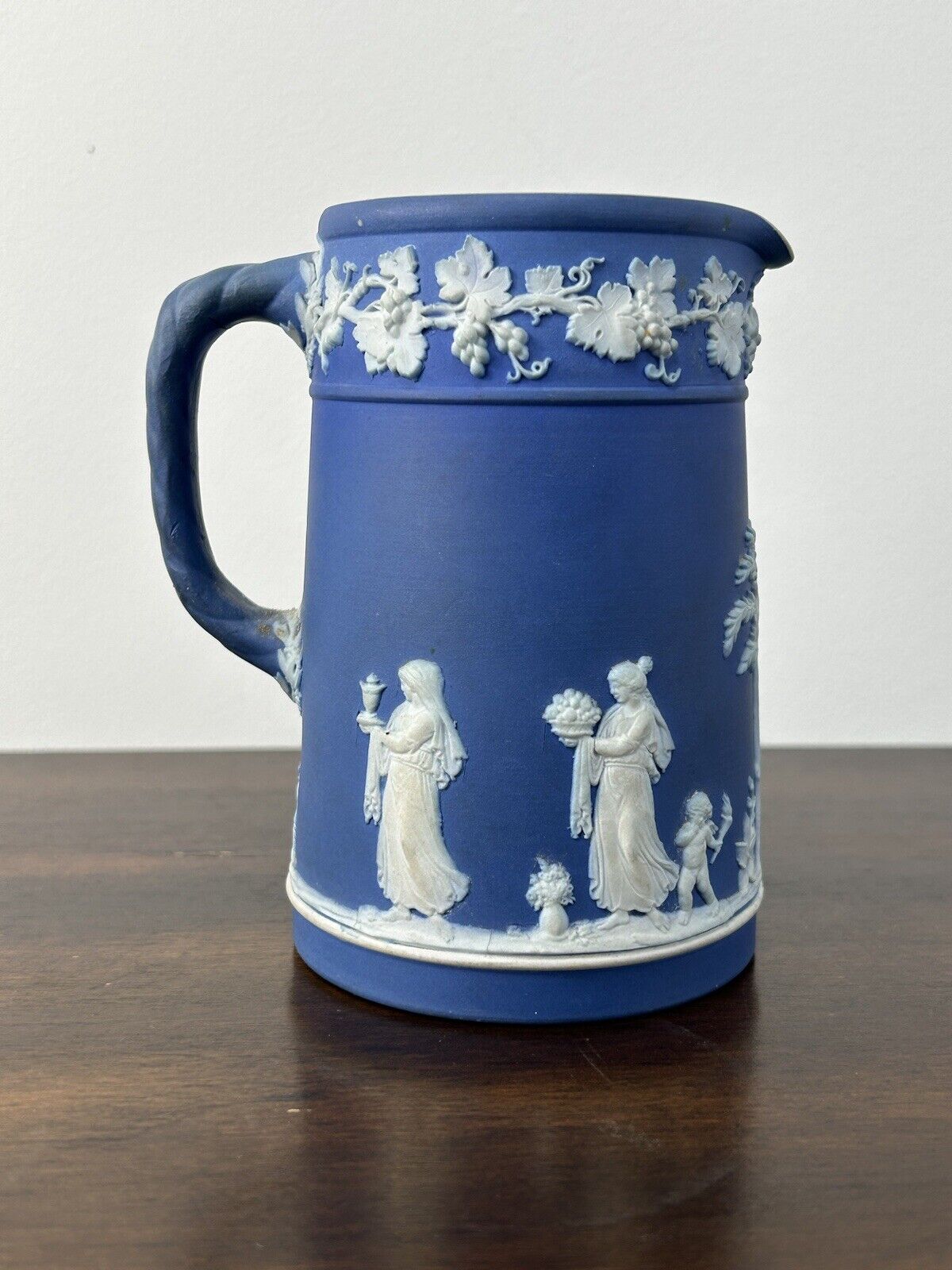 Wedgwood Jasperware Miniature Milk Jug Vintage Portland Blue