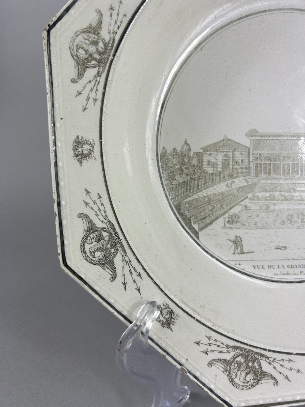 Antique Creil Paris “Vue de la Grande Serre” Transferware Plate