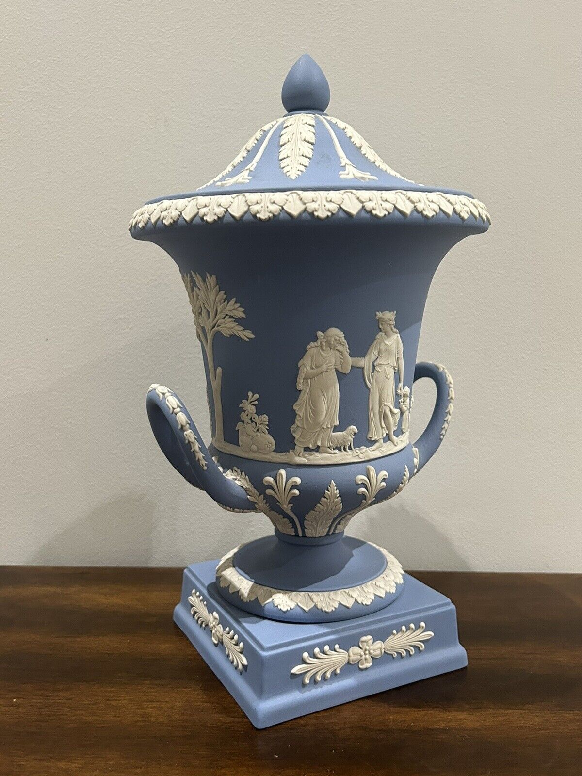 Wedgwood Blue Jasperware - Campagna Lidded Urn Vase