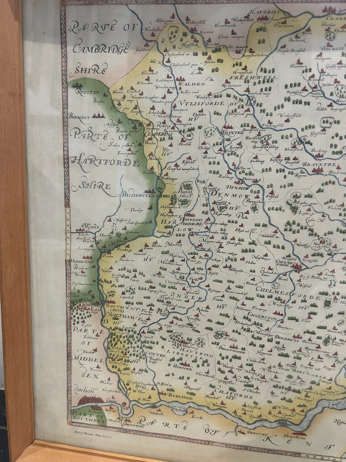 Saxton's Map of Essex 1576 British Museum Facsimile Framed Print 19685