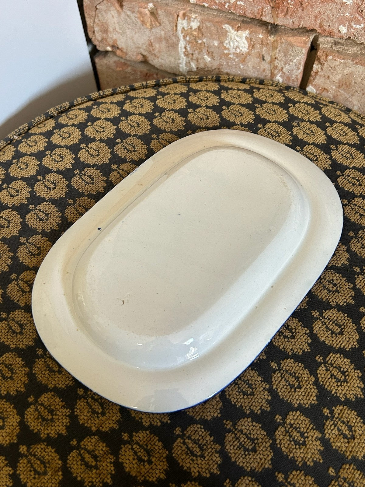 18th Century Spode Pearlware Blue Feather Edge Oval Dish Impressed SPODE 142