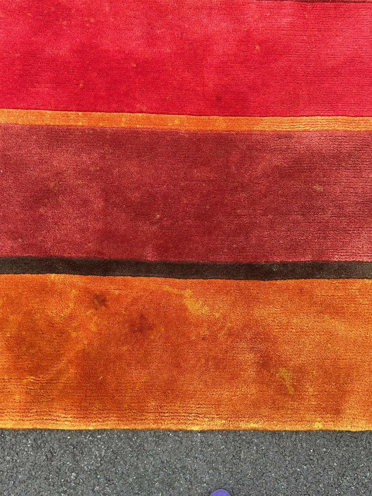 Modern Tibetan Nepalese Hand Knotted Striped Wool Rug Designer 176x120cm2