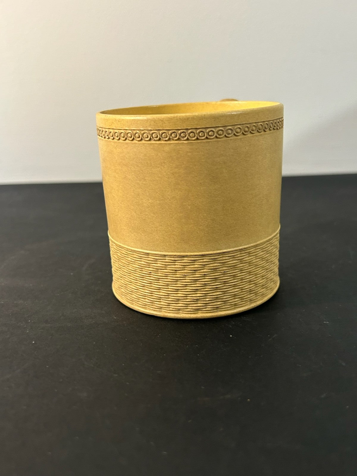 Antique English Caneware Cup c1800 1820 Engine Turned Basketweave 8cm A/F1