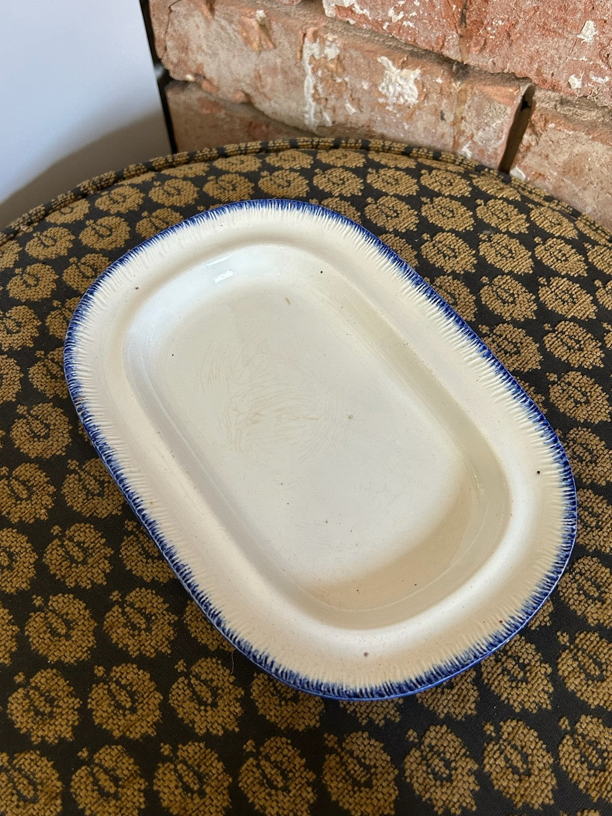 18th Century Spode Pearlware Blue Feather Edge Oval Dish Impressed SPODE 146