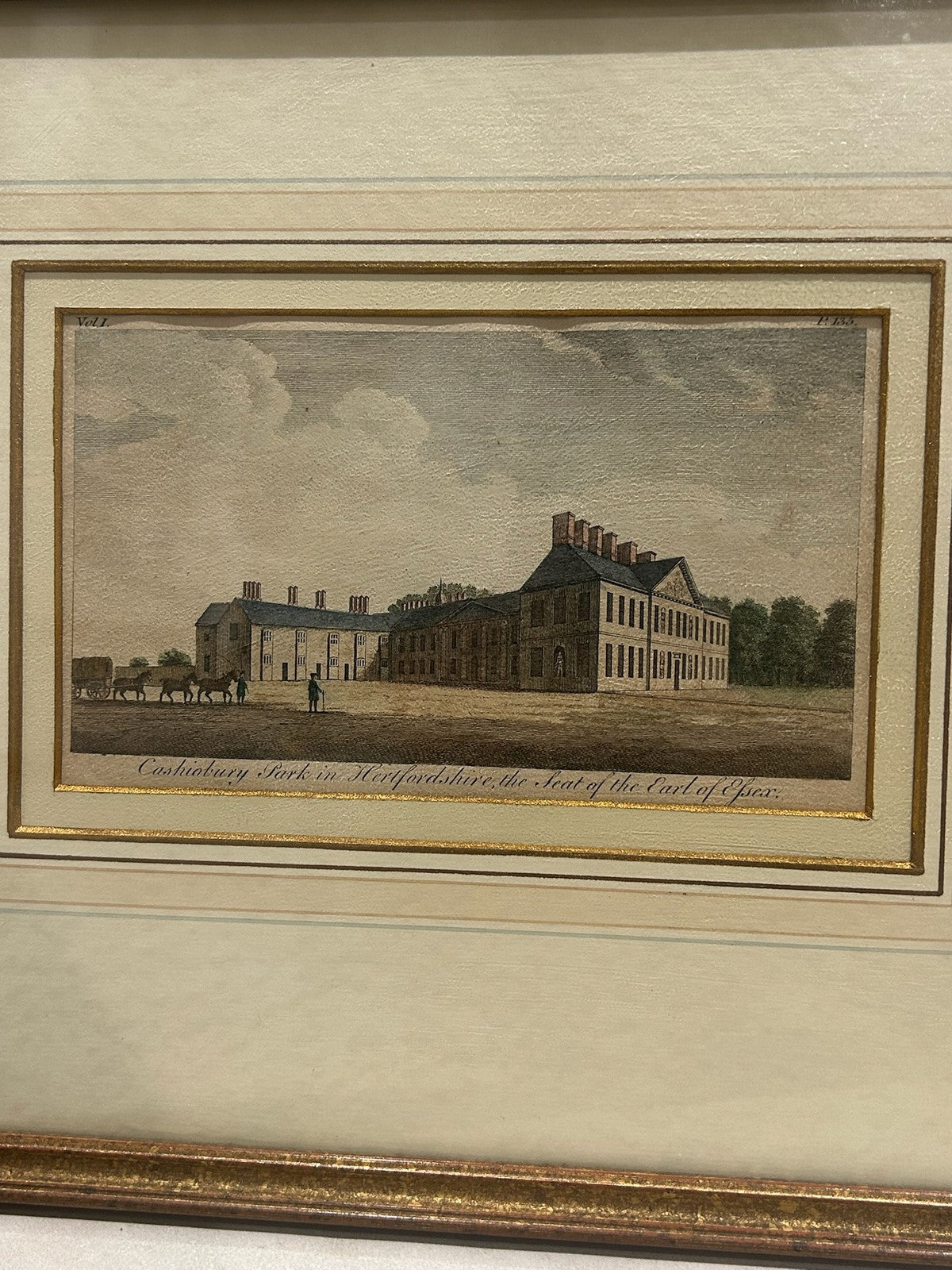 Antique Cashiobury Park Hertfordshire Hand Coloured Engraving Goadby c.17731