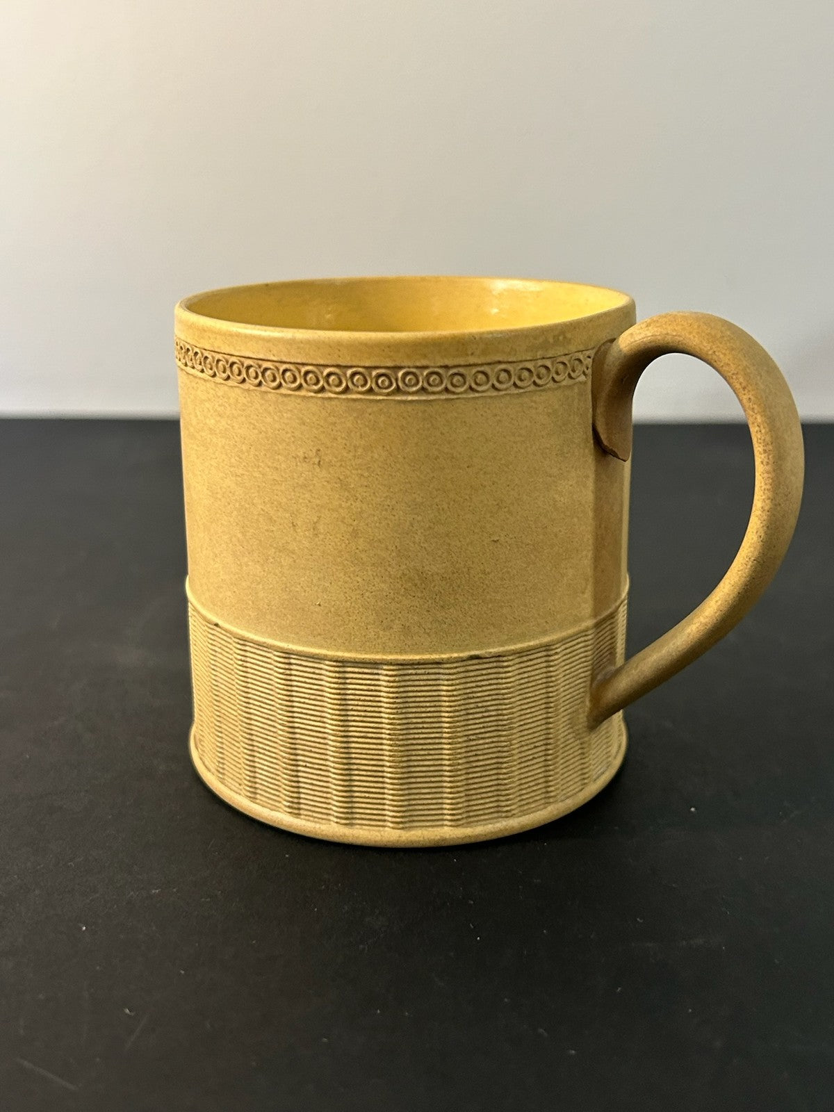 Antique English Caneware Cup c1800 1820 Engine Turned Basketweave 8cm2