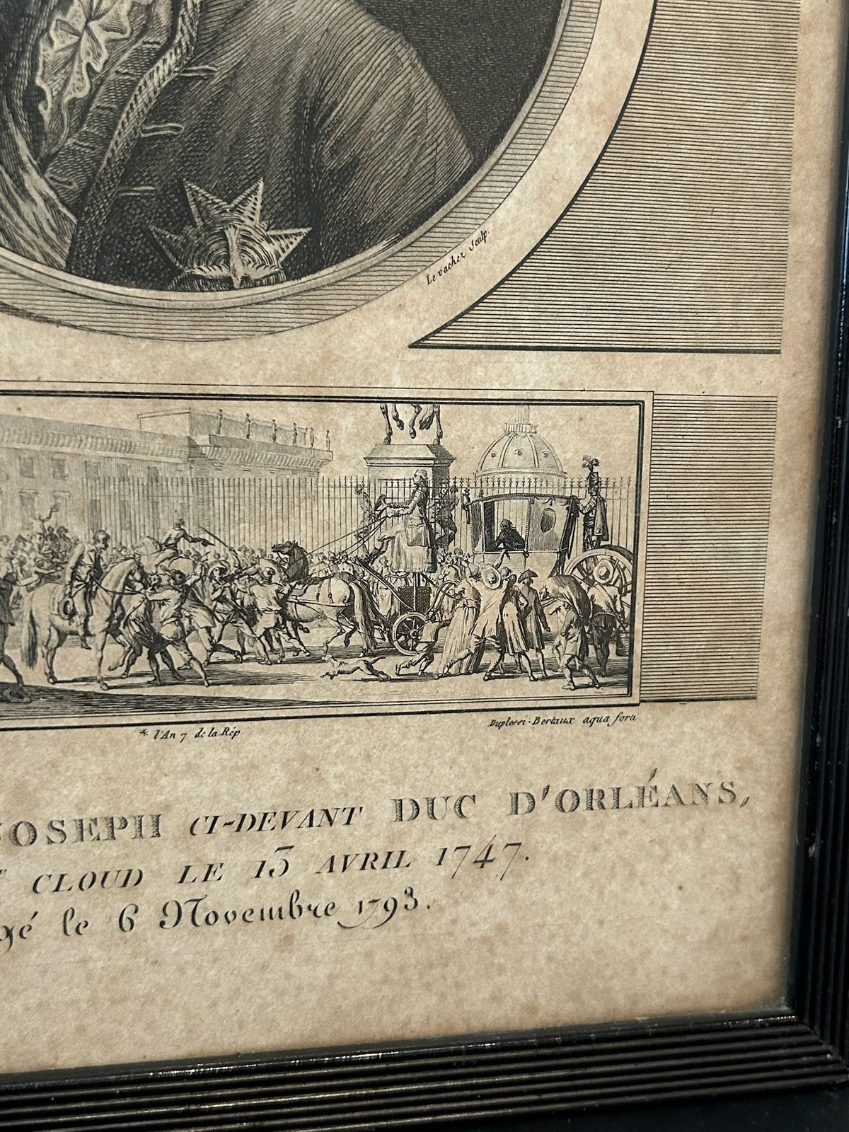 Duc d'Orleans Philippe Egalite French Revolution Aquatint Levachez 1799 Framed3