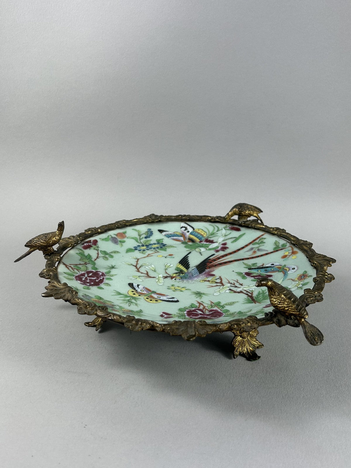 Antique French Ormolu Mounted Chinese Porcelain Centerpiece Dish