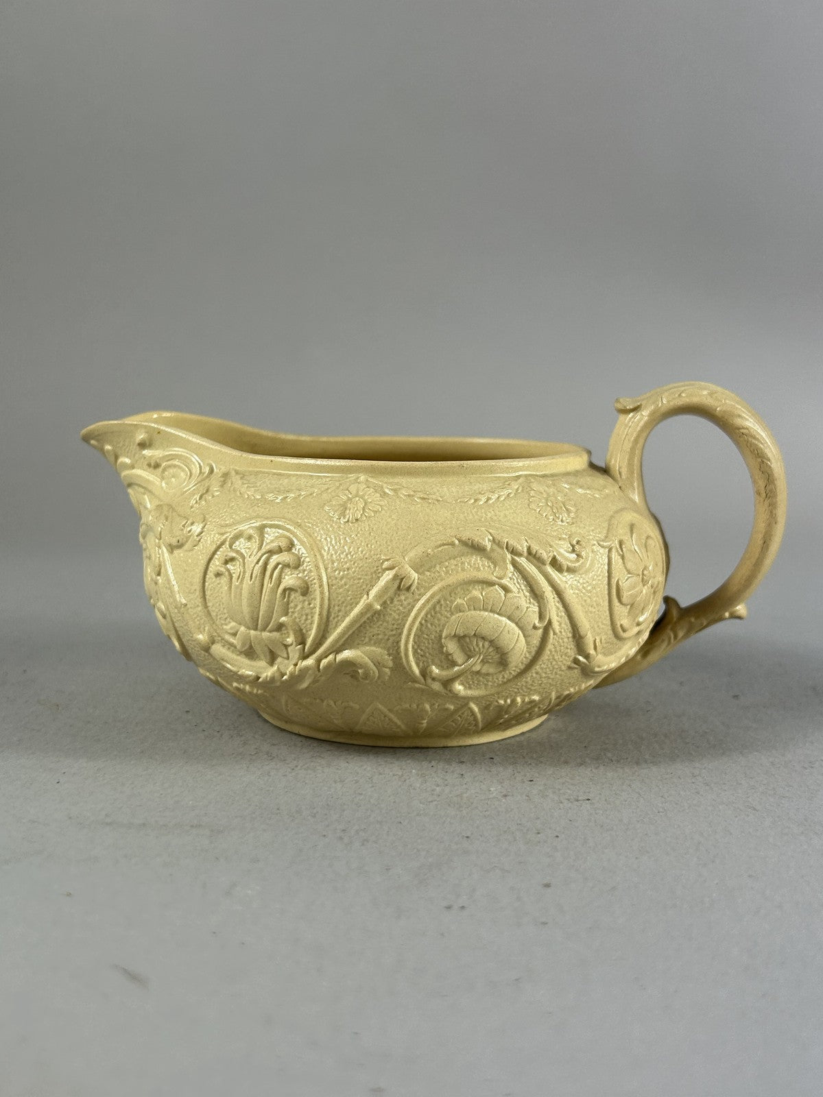 Antique Wedgwood Yellow Caneware Arabesque Creamer Jug 7cm2