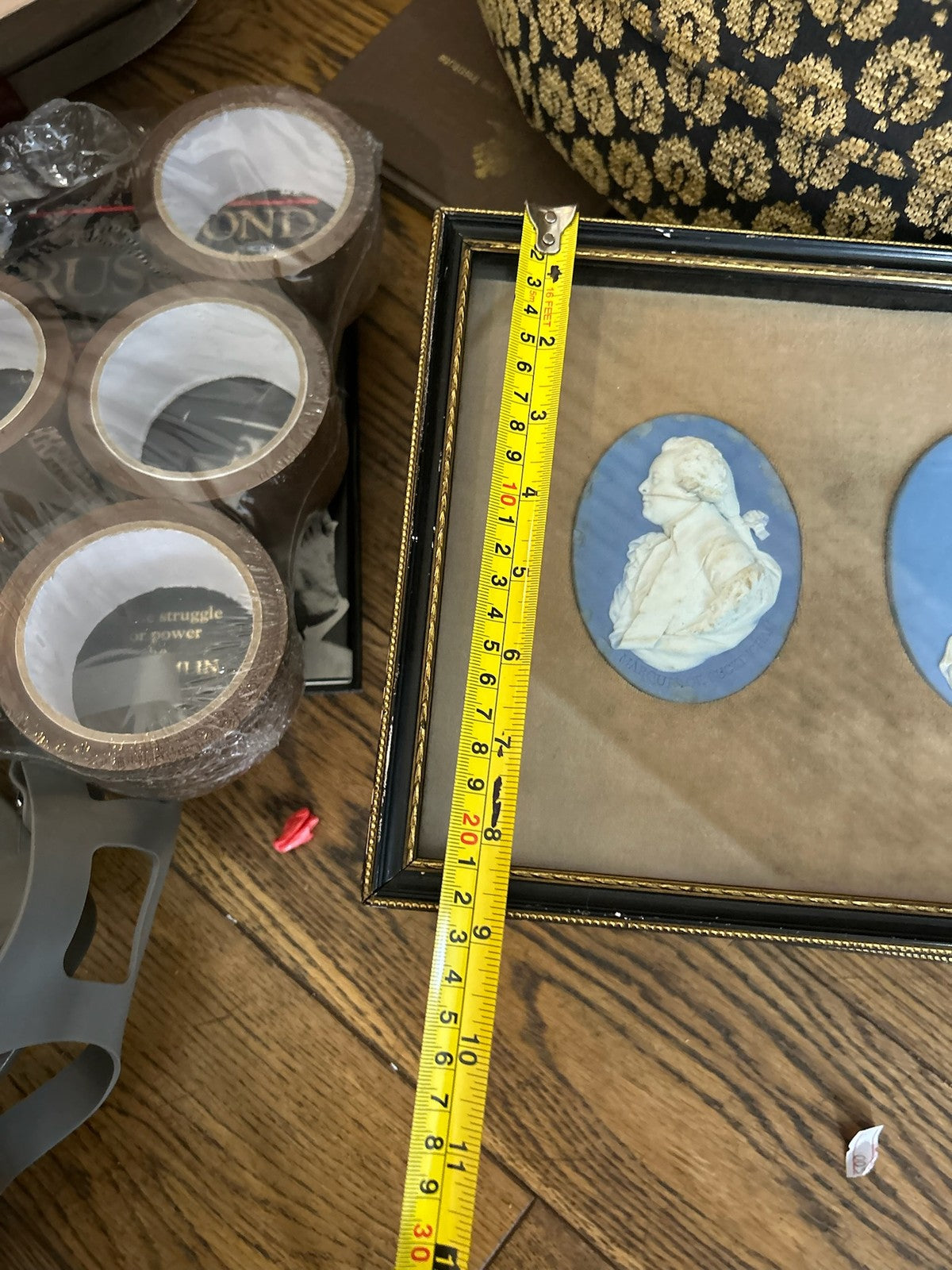 Pair Framed 18th Century Wedgwood Blue Jasper Portrait Medallions Marquis9