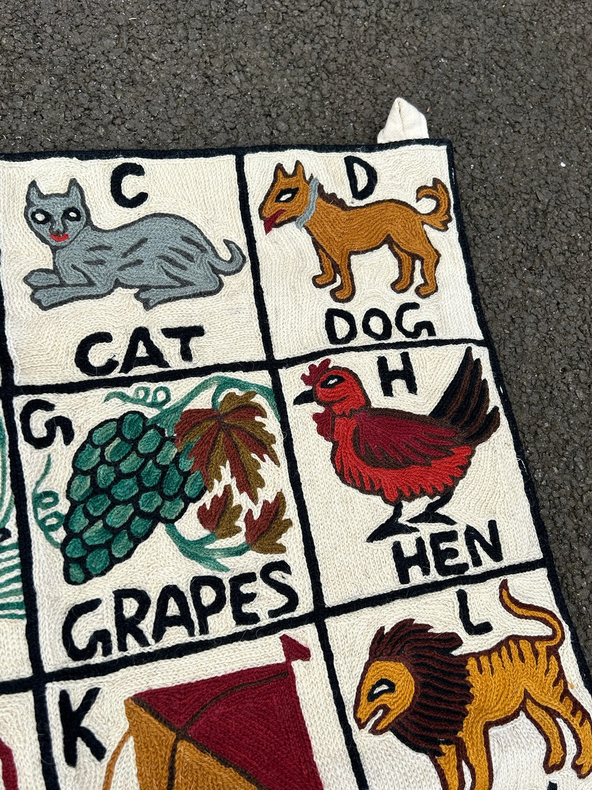 Handwoven Folk Nursery Alphabet ABC Embroidered Wool Tapestry Wall Hanging4