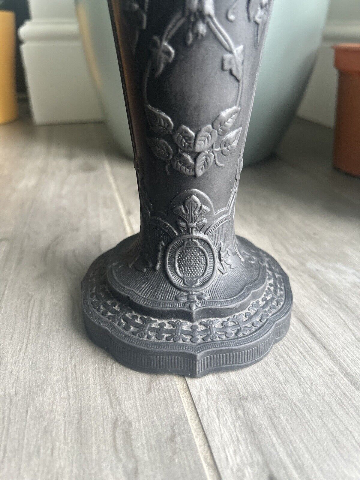 Wedgwood Basalt Vase Pair Black Jasperware Wedgwood Conical Grand Vases