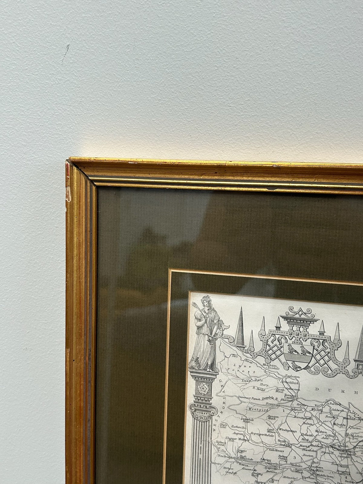 Antique Thomas Moule Map of Yorkshire Framed Steel Engraving c18409