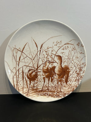 Victorian W&W Alton Pattern Brown Transfer Plate Storks 1886 A/F