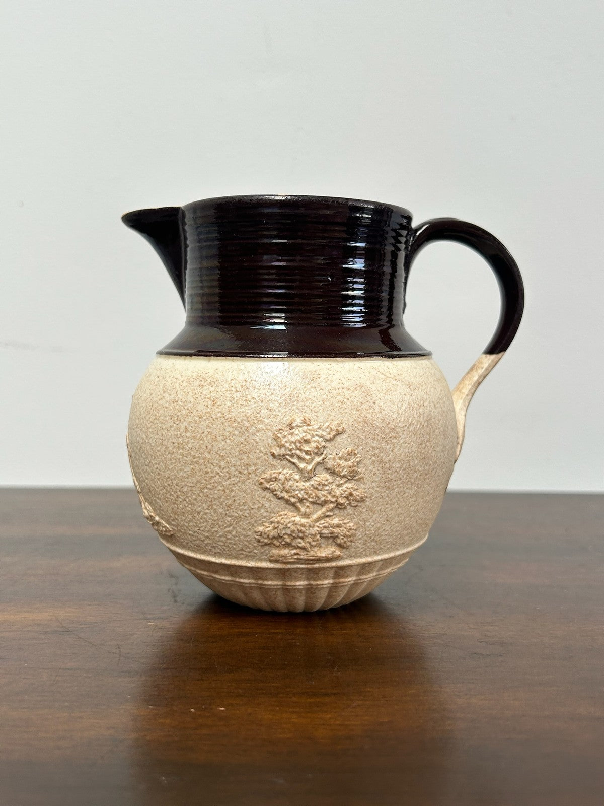 Antique Turner Stoneware Jug Sprigged Hunting Relief Georgian c1810 Drab0