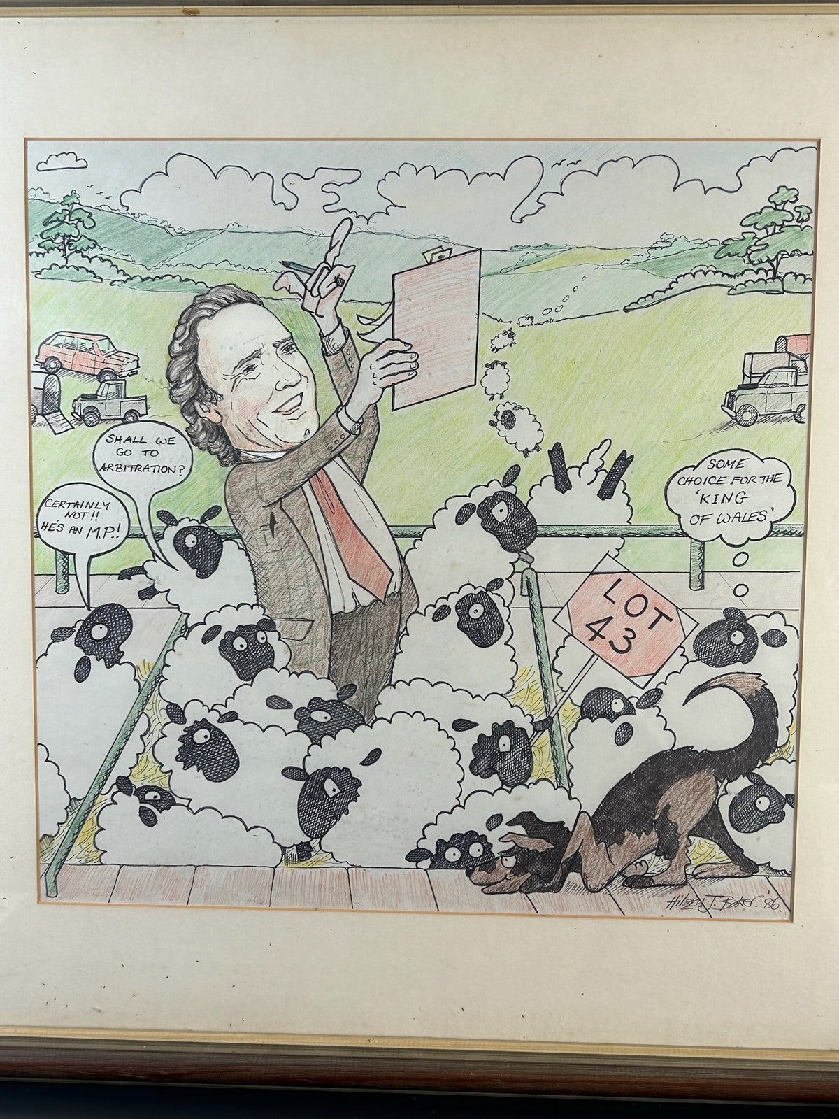 Hilary J Baker 1986 Original Cartoon Prince Charles Sheep Auction Lot 43 Signed1