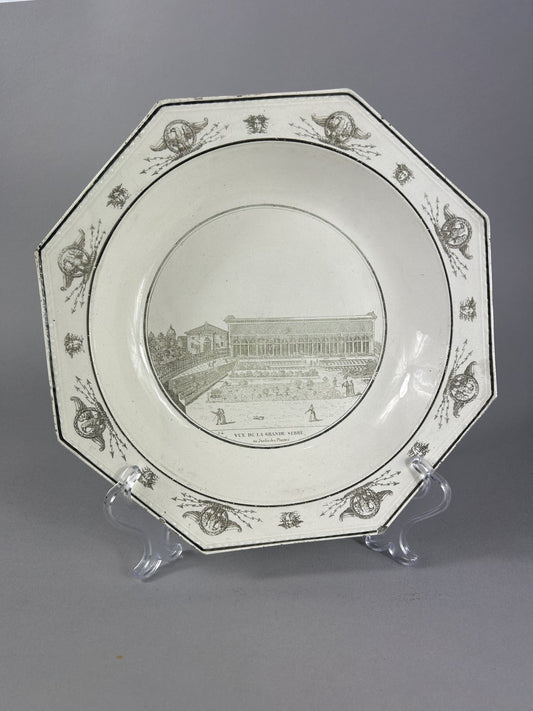 Antique Creil Paris “Vue de la Grande Serre” Transferware Plate