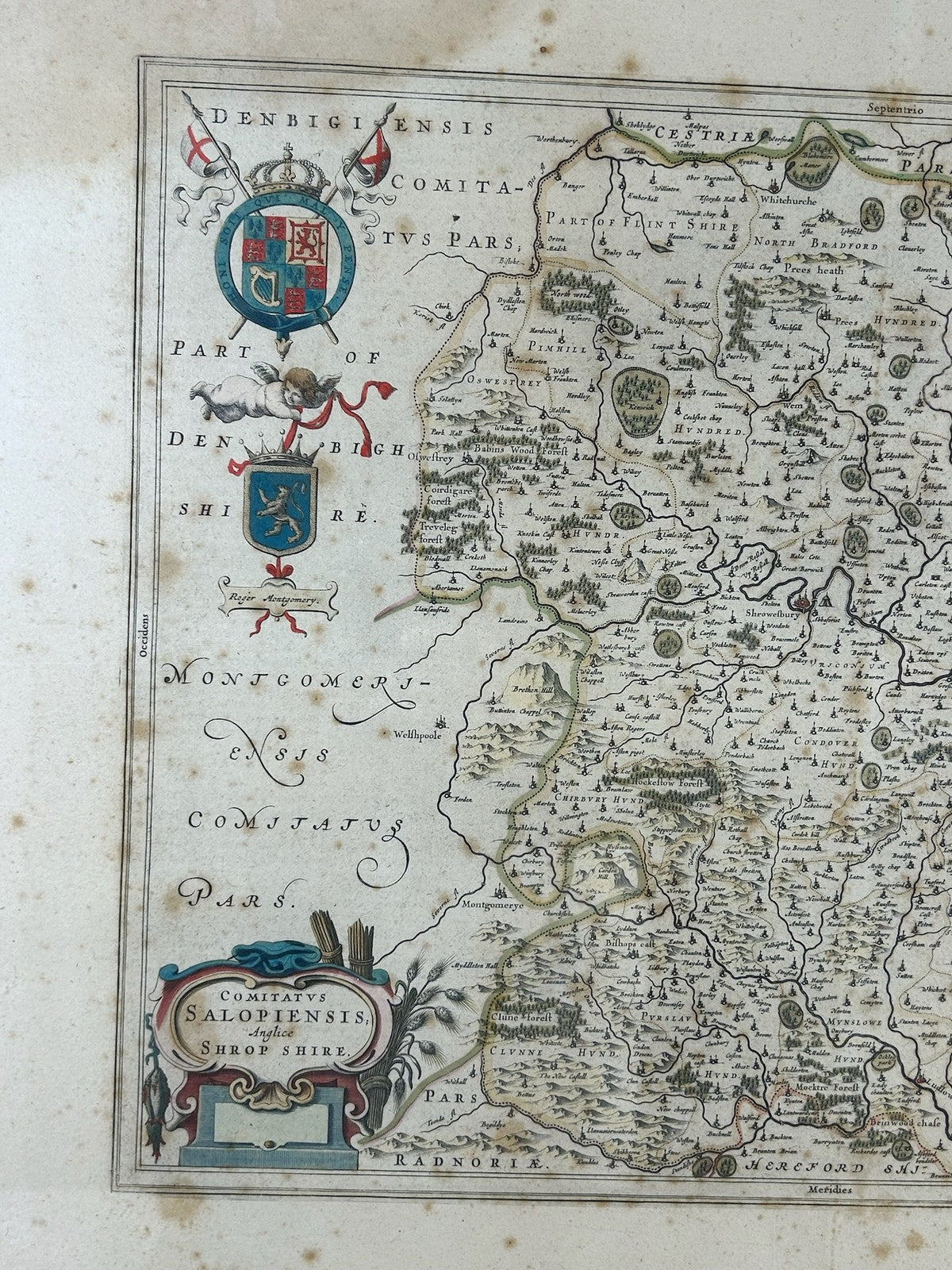 Blaeu Comitatus Salopiensis Shropshire 1645 Antique Map Hand Coloured Framed1