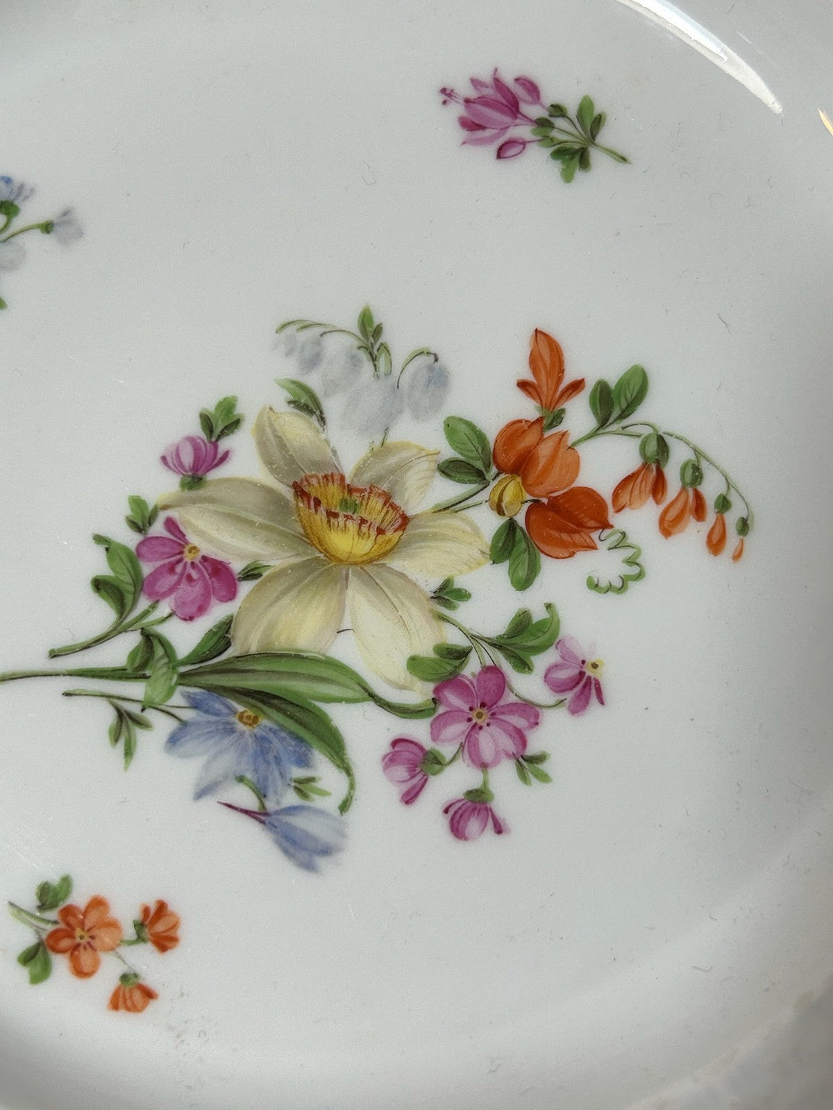 Antique Meissen Porcelain Plate Deutsche Blumen Basketweave Border 19cm A/F1