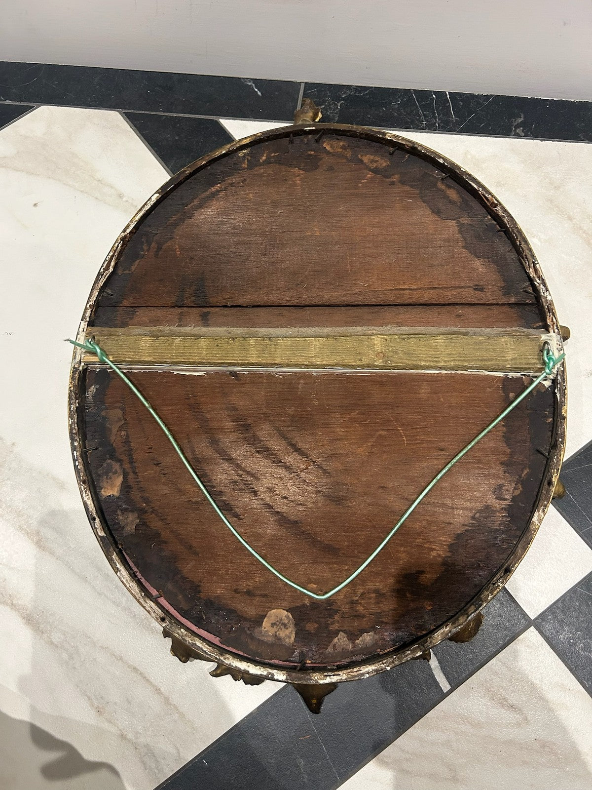 Antique Victorian Gilt Gesso Mirror Foxed Glass for Restoration 50x40cm9