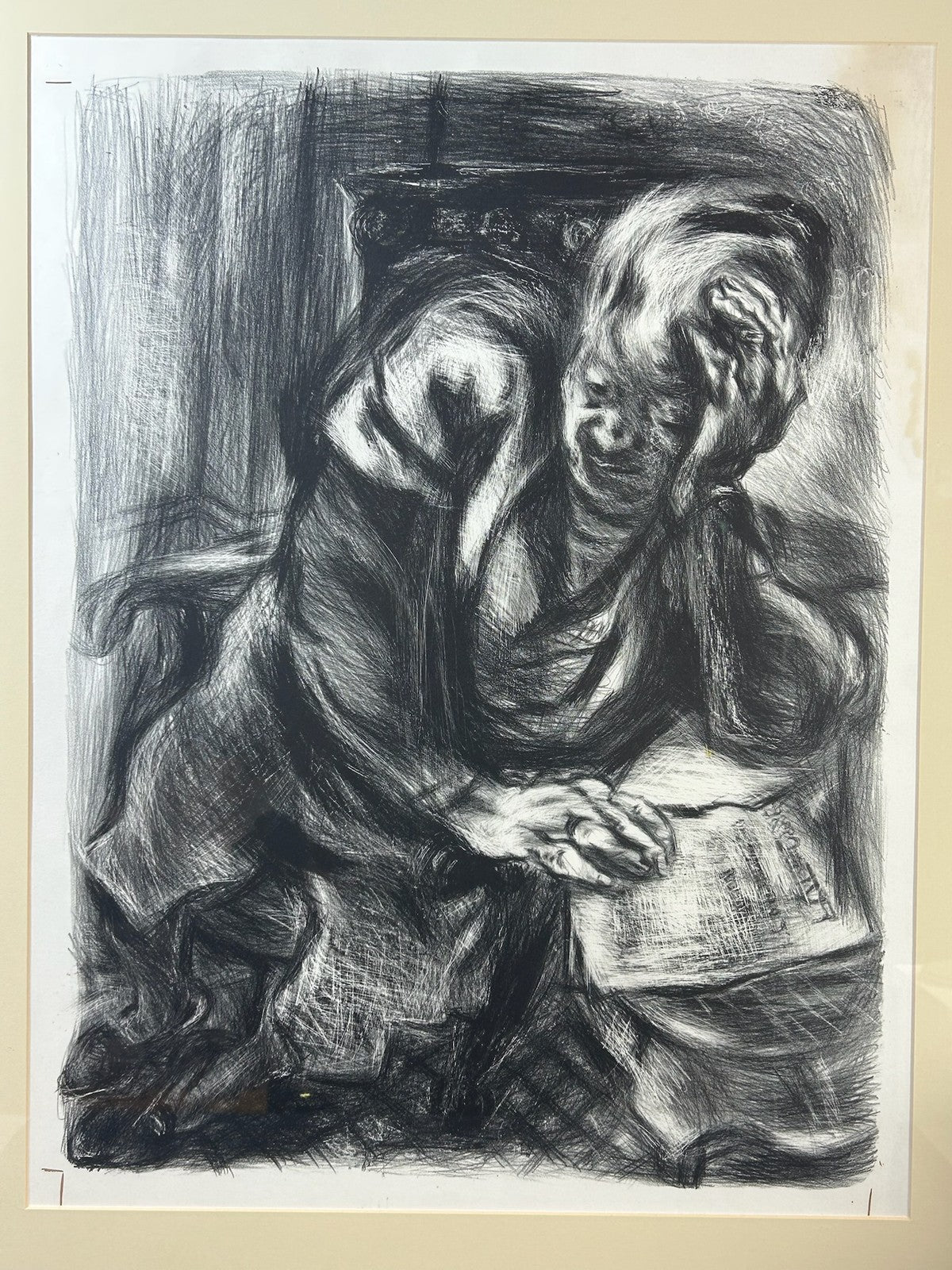 Nan Lurie Pencil Signed Lithograph Man Reading Letter 1930s WPA Social Realism3