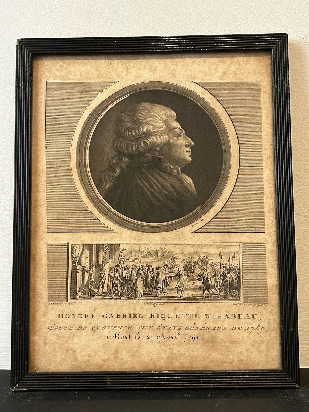 Mirabeau Orator 1789 French Revolution Aquatint Portrait Levachez 1798 Framed0