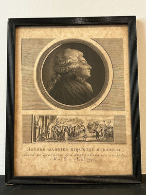 Mirabeau Orator 1789 French Revolution Aquatint Portrait Levachez 1798 Framed