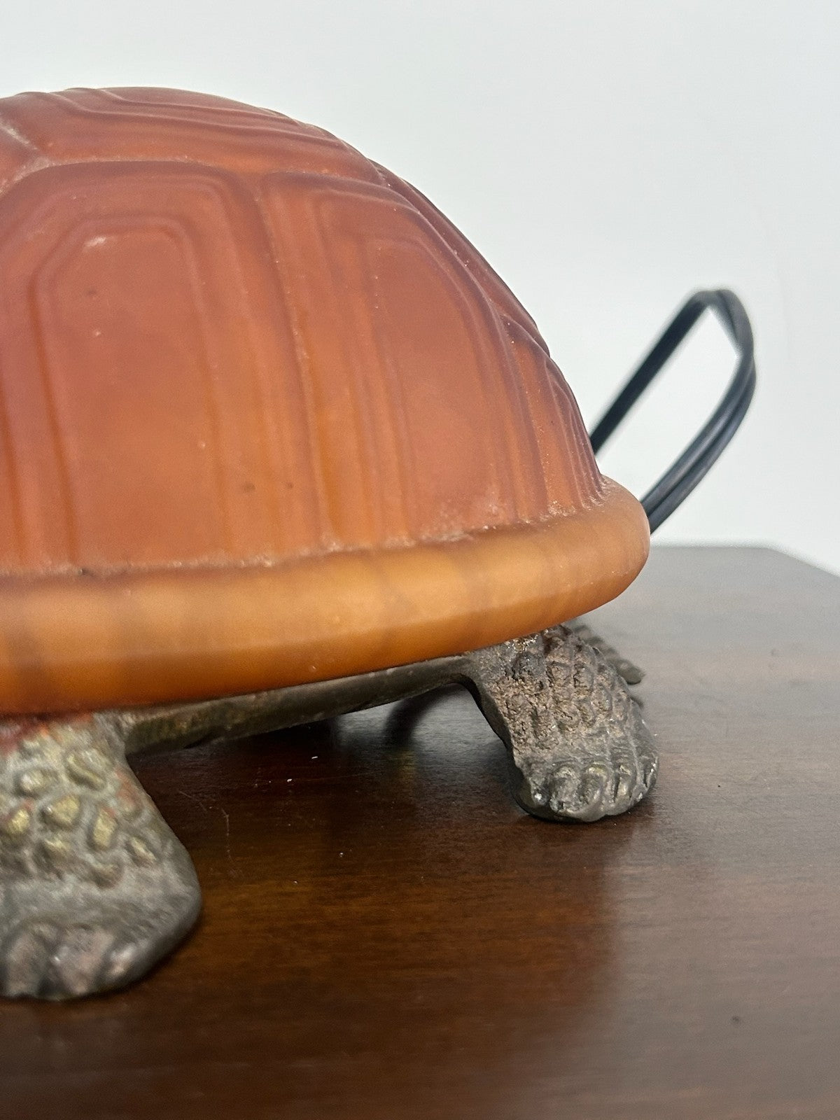 Novelty Tortoise Table Lamp Glass Shell Cast Base Untested 21cm4