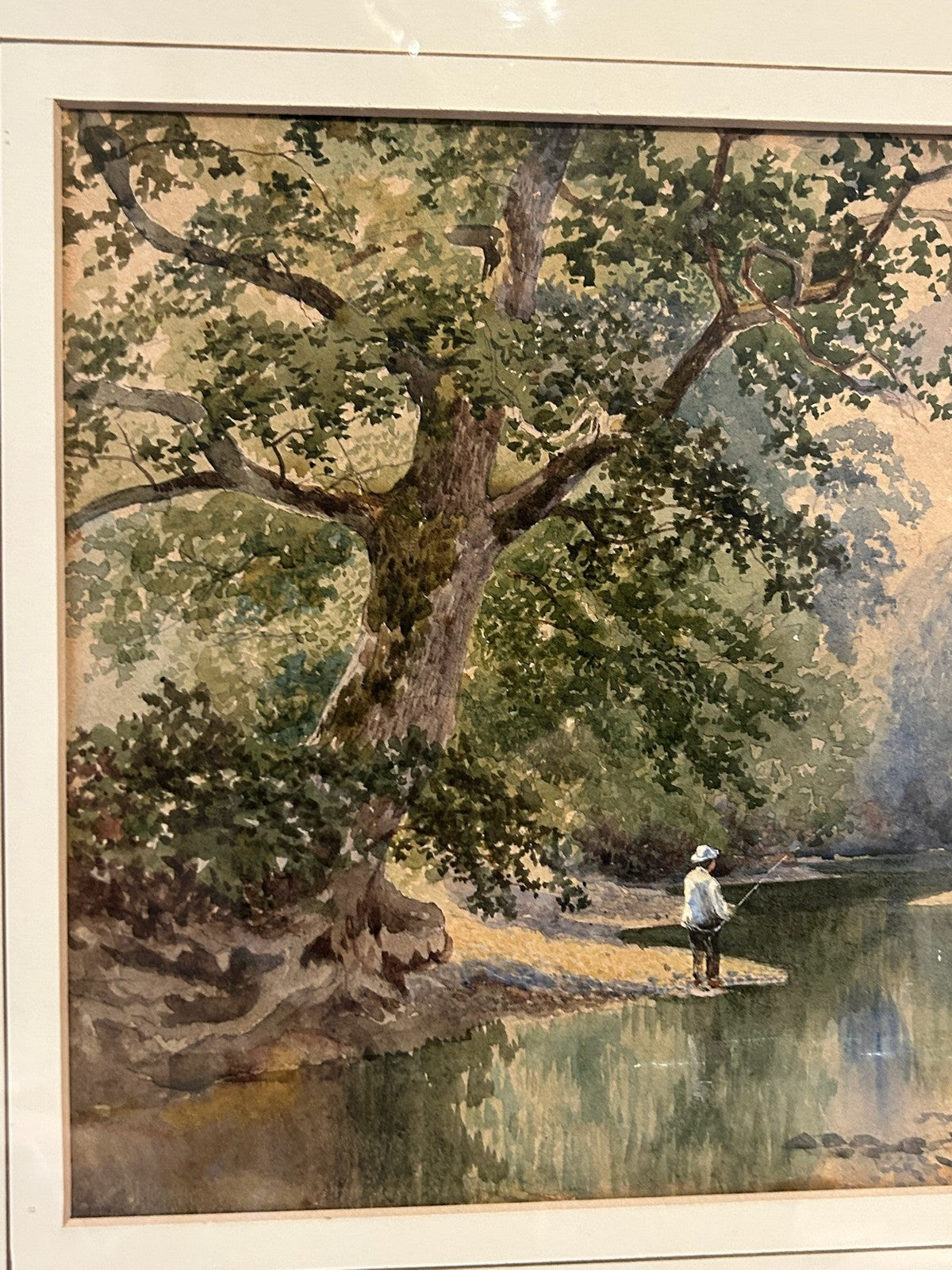 W.W. Caffyn Original Watercolour Angler on the River Ouse Sussex 1878 Framed4