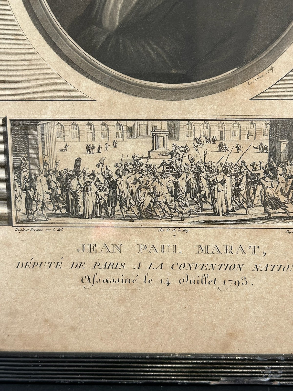Jean Paul Marat French Revolution Aquatint Portrait Levachez 1798 Framed2