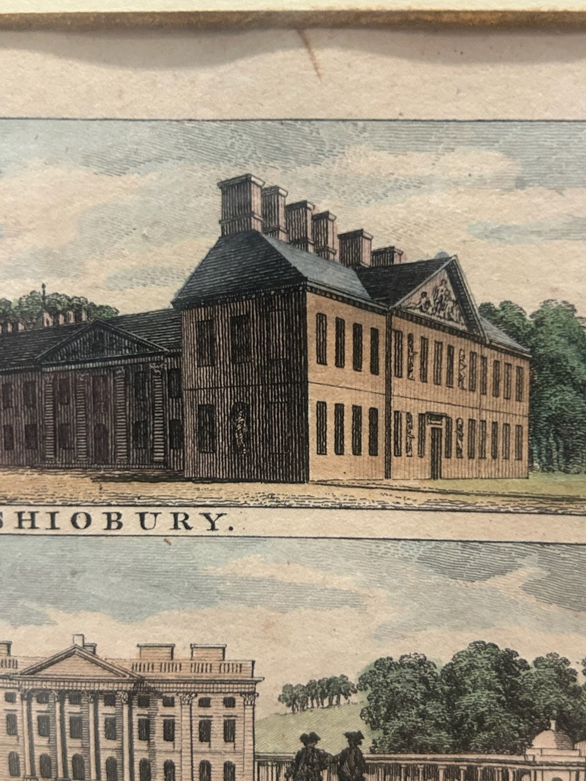 Antique Goadby Cashiobury Moor Park Hertfordshire Engraving Framed c.17735
