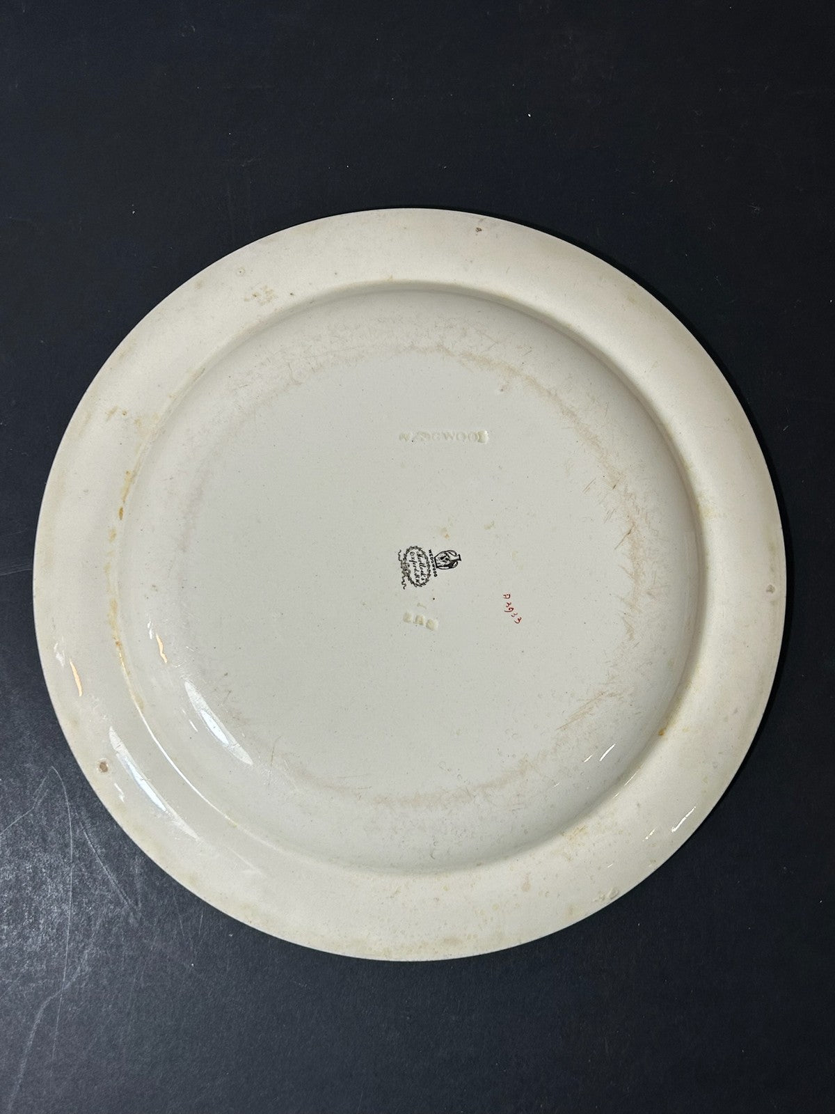 Antique Wedgwood Queens Ware Crested Plate Eagle Laurel Mortlocks 1887 25cm A/F7