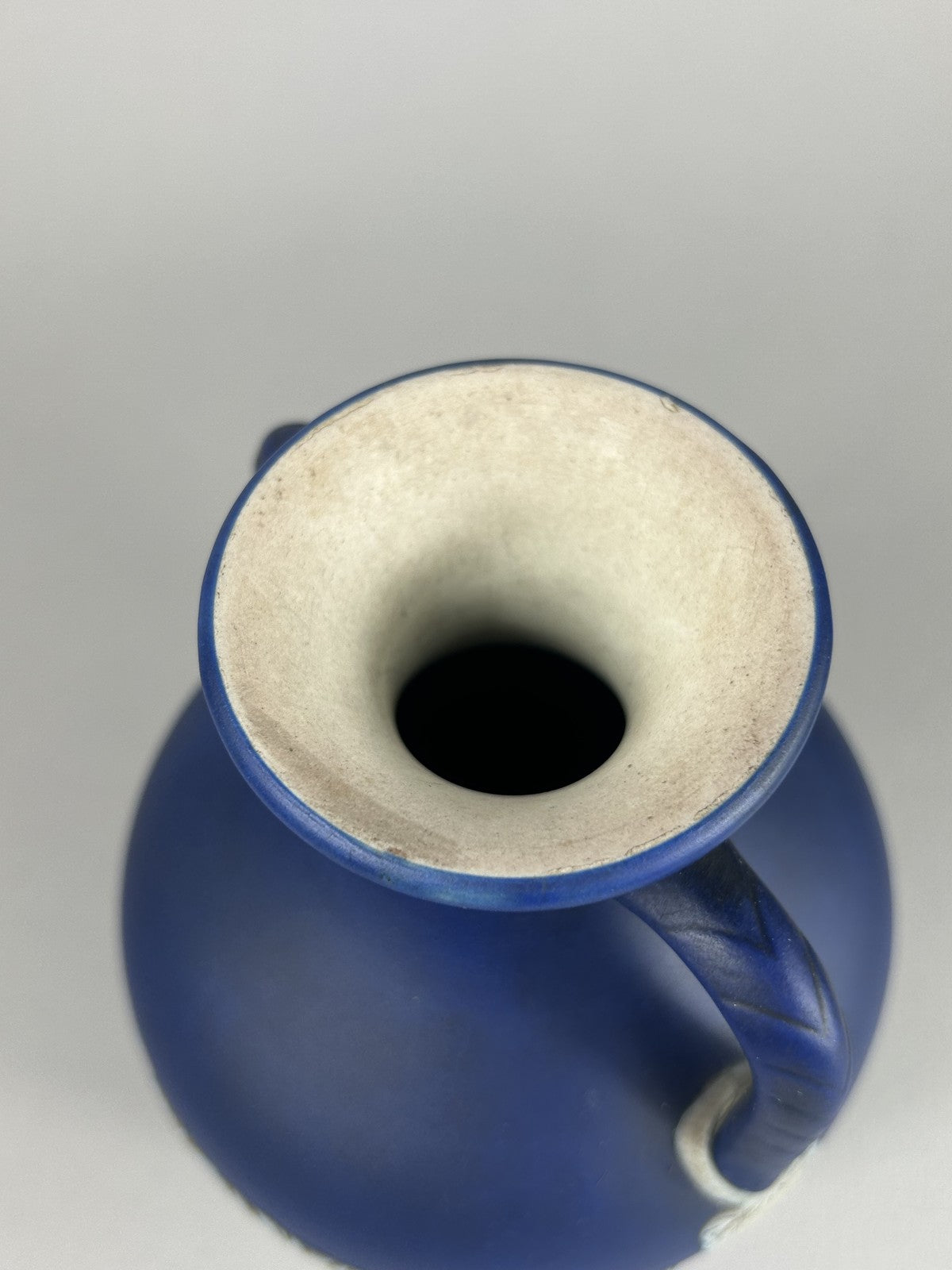 Wedgwood blue jasperware Portland Vase style miniature, 15cm