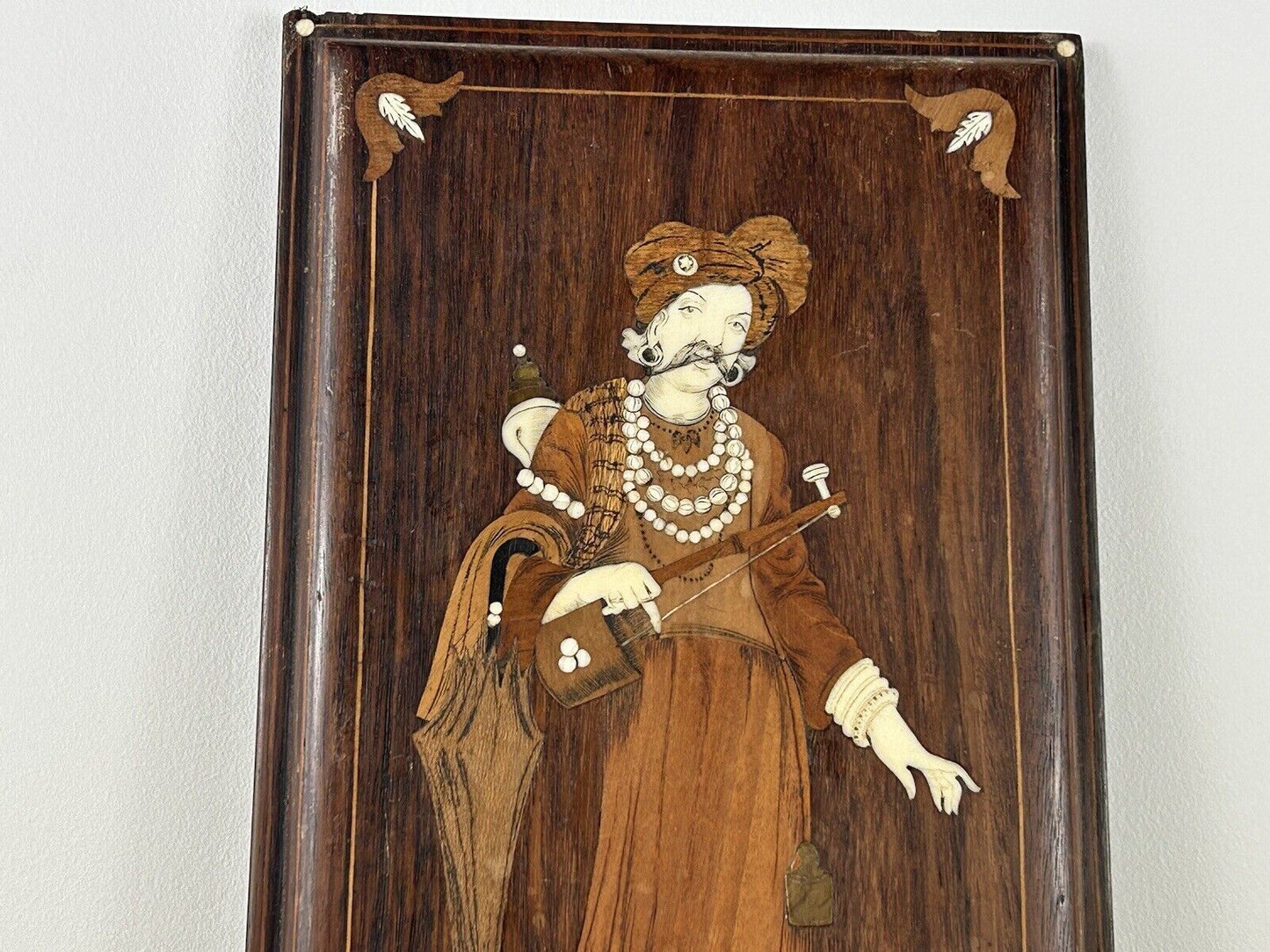 Wood Inlay Marquetry Board Art “Palmist” Antique Wood Work Board