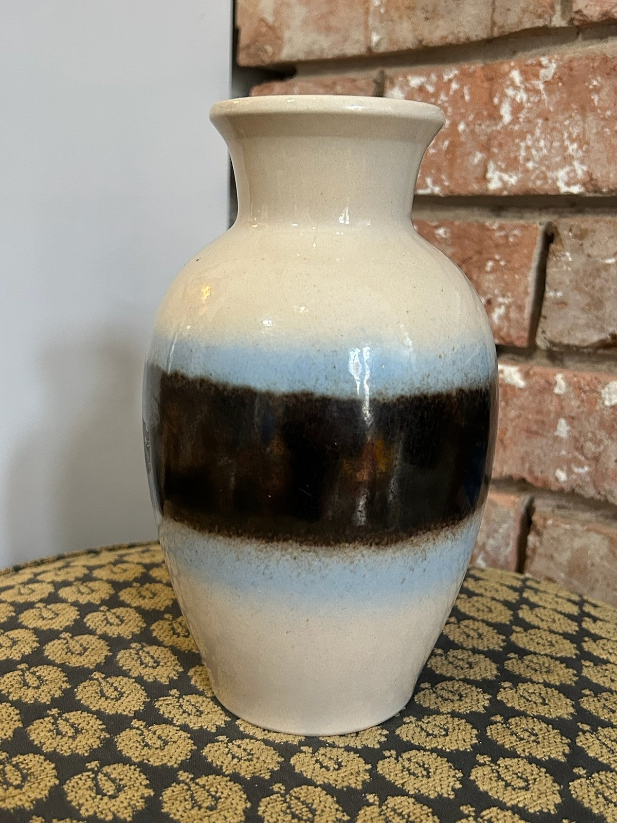 West German Pottery Vase 246 22 Cream Ground Black Band Mid Century Retro2