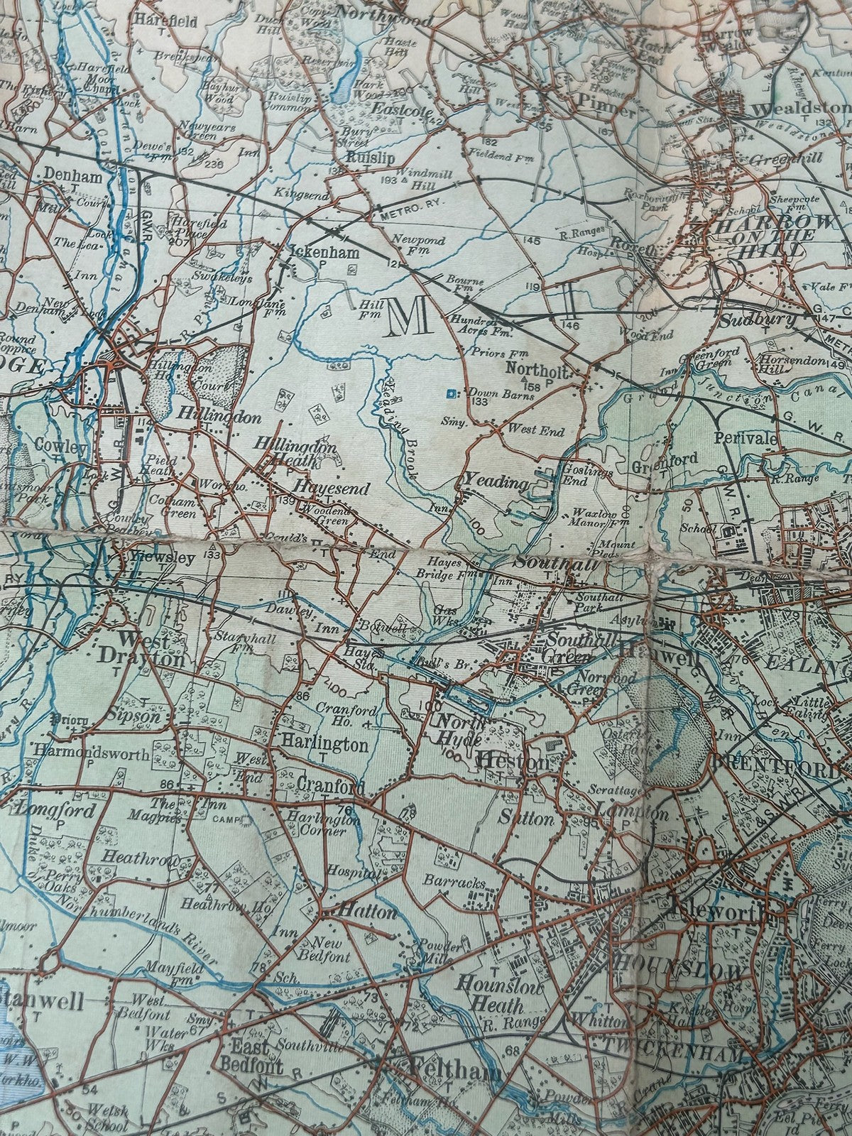 Antique Ordnance Survey One Inch Folding Map London c.19104