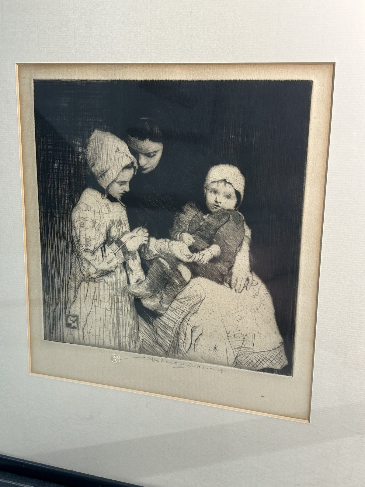 William LeeHankey — Drypoint Etching — Mother and Two Children6